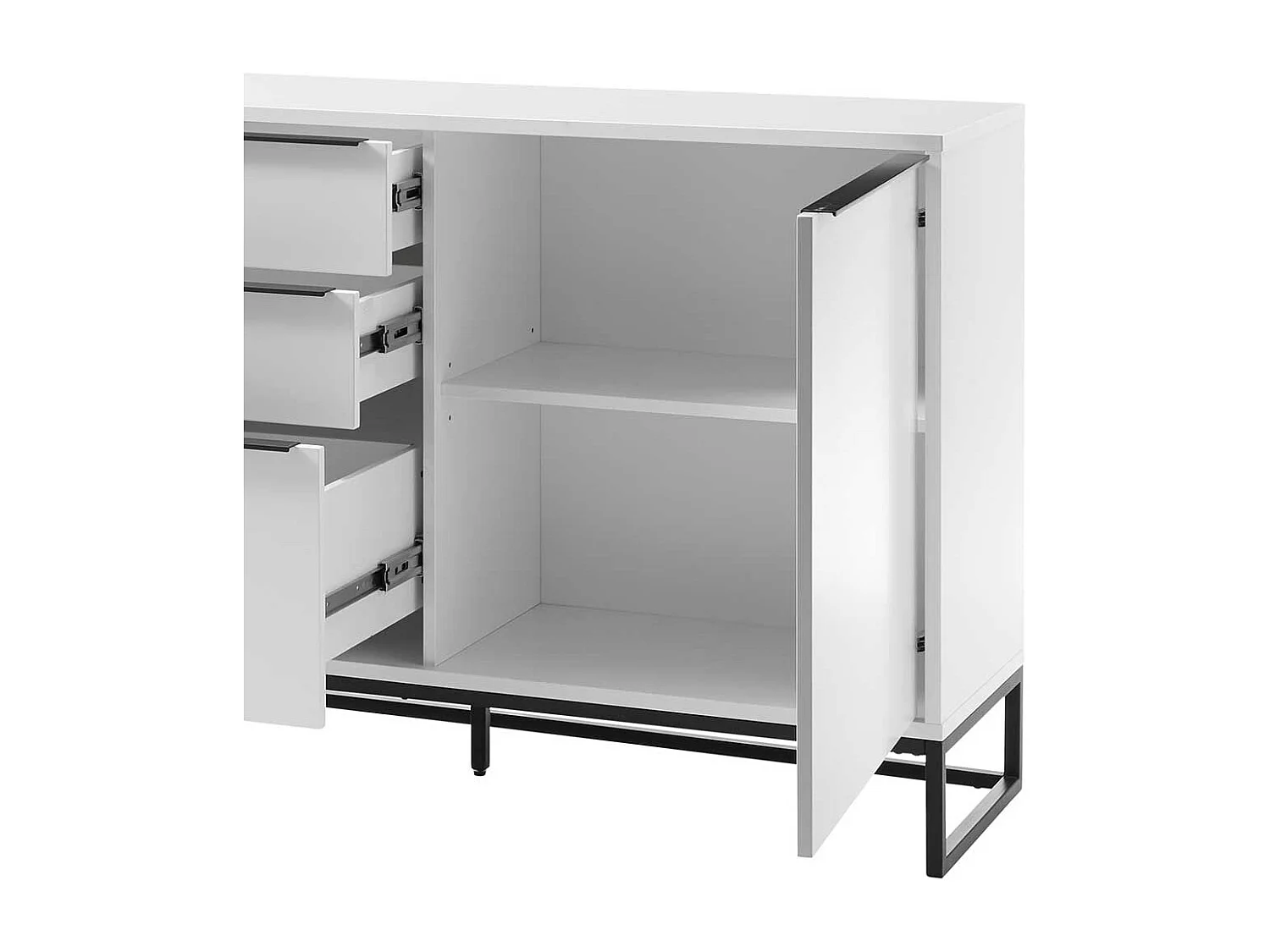 Wohnzimmer Sideboard in Weiß und Schwarz 85 cm hoch