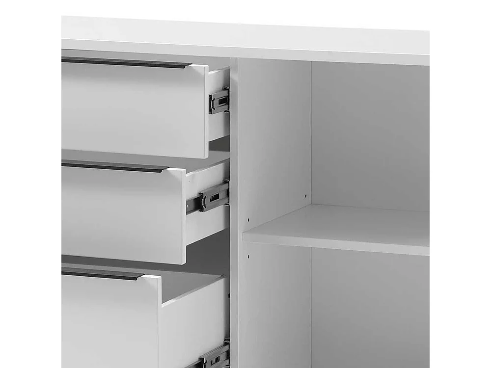 Wohnzimmer Sideboard in Weiß und Schwarz 85 cm hoch