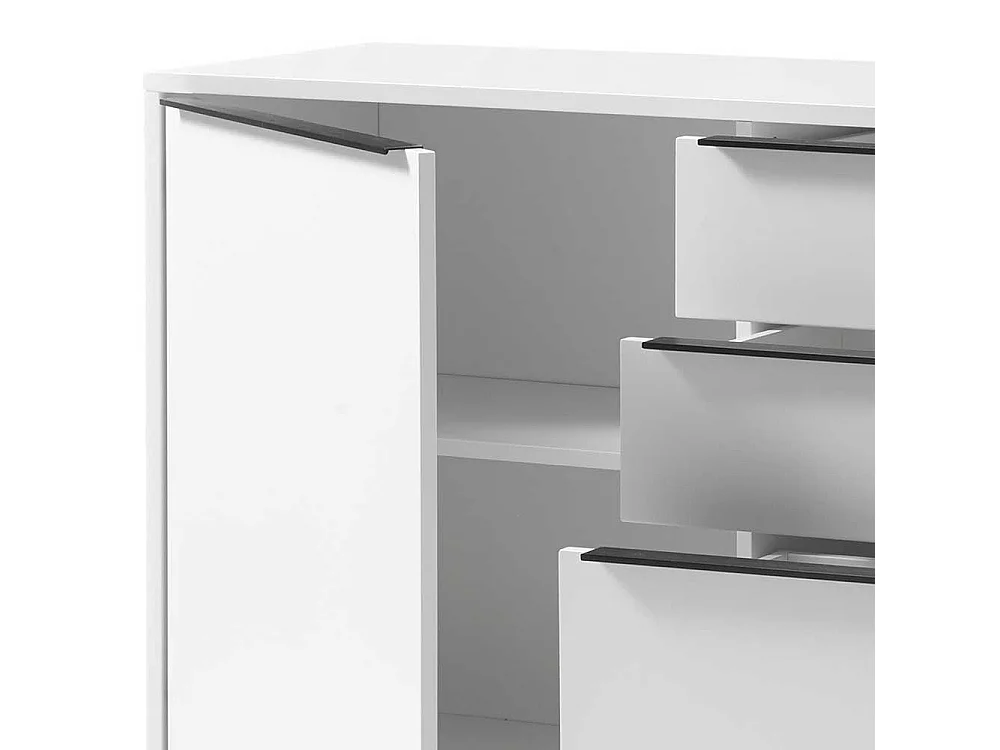 Wohnzimmer Sideboard in Weiß und Schwarz 85 cm hoch