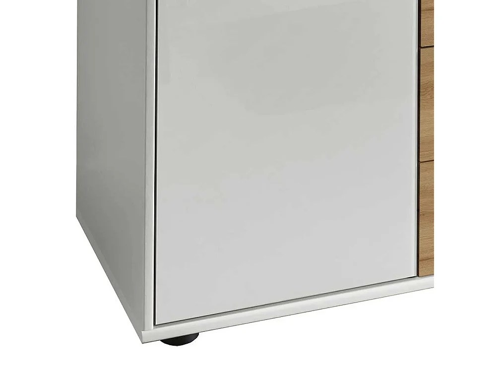 Küchensideboard in Eiche Bianco Weiß glasbeschichtet