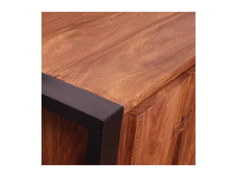Sideboard im Loft Design Akazie Massivholz Metall Schwarz