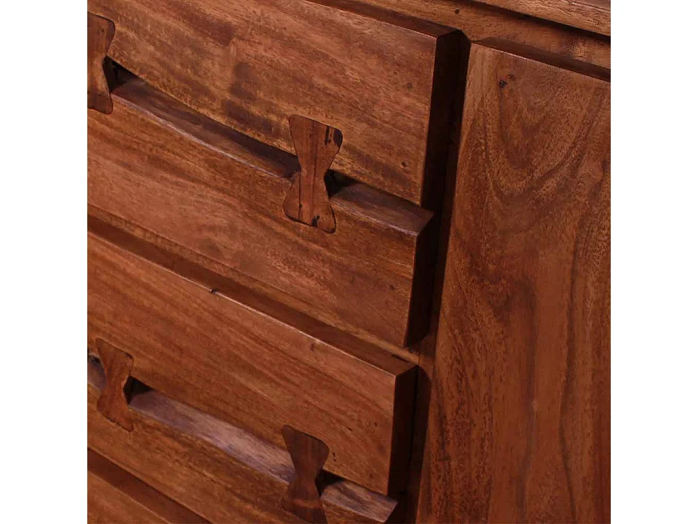 Sideboard im Loft Design Akazie Massivholz Metall Schwarz