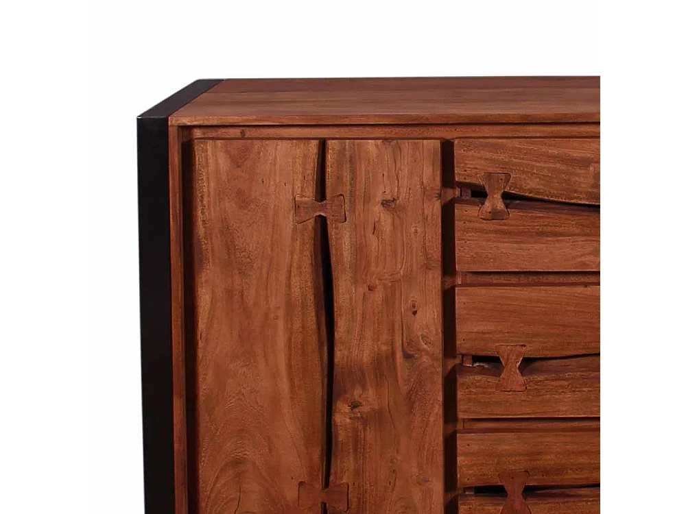 Sideboard im Loft Design Akazie Massivholz Metall Schwarz