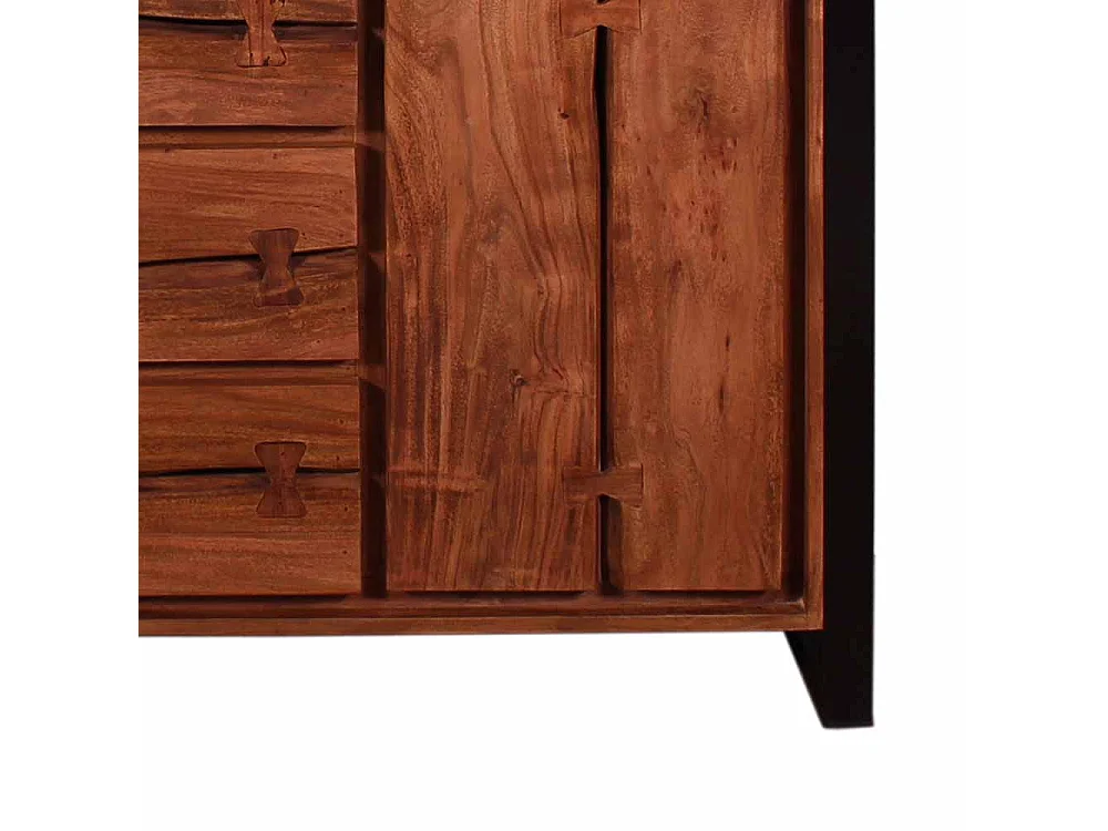 Sideboard im Loft Design Akazie Massivholz Metall Schwarz