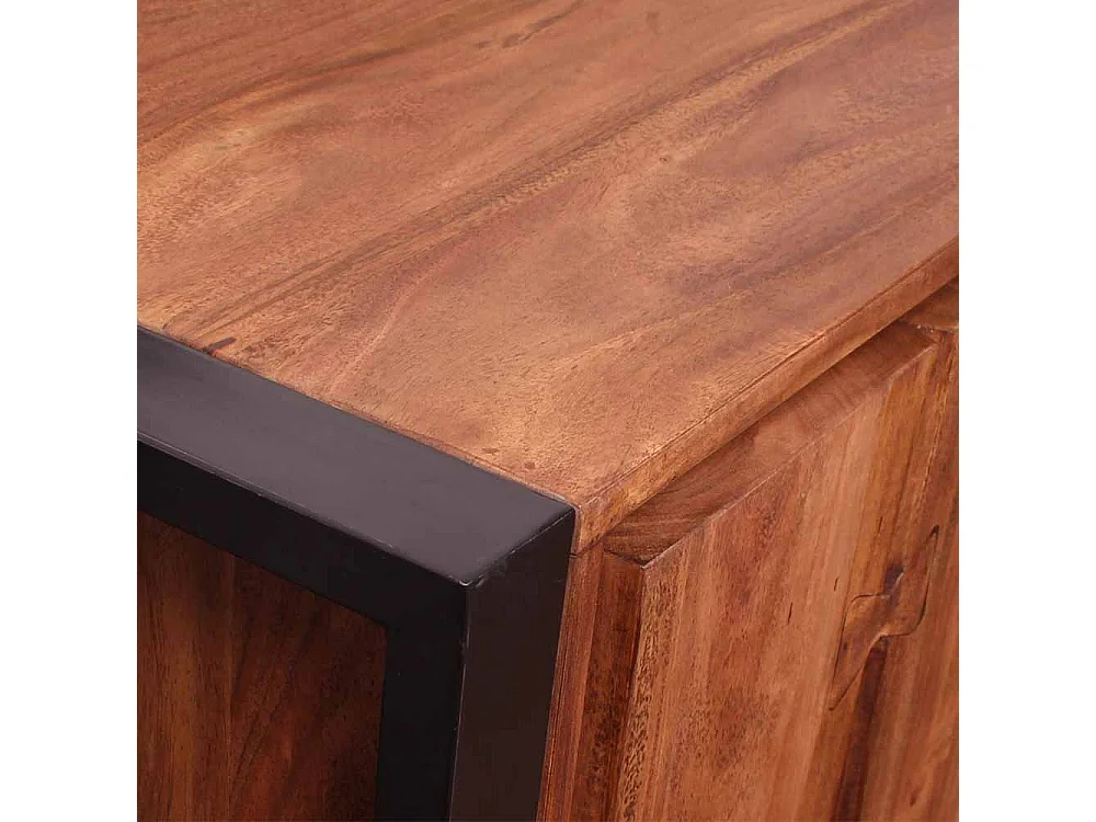 Sideboard im Loft Design Akazie Massivholz Metall Schwarz
