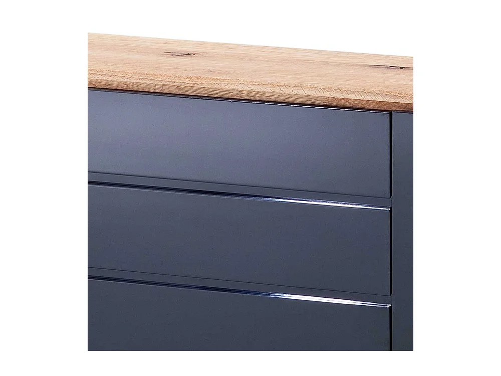 Design Anrichte in Hochglanz Schwarz Asteiche Massivholz