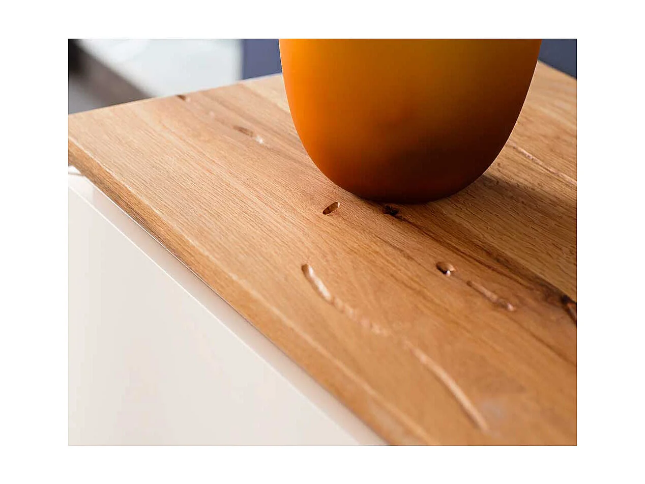 Design Anrichte in Hochglanz Schwarz Asteiche Massivholz