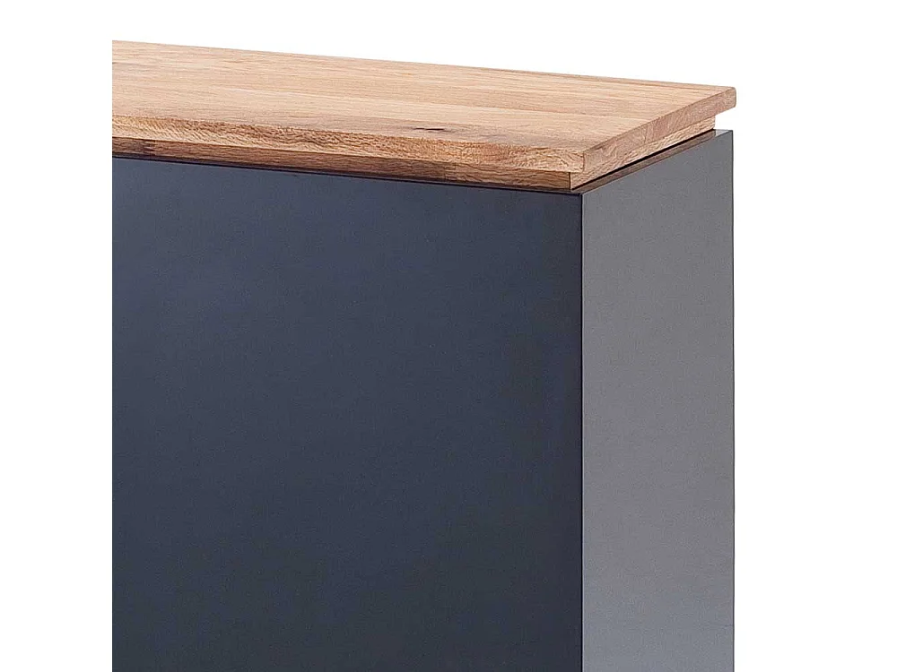 Design Anrichte in Hochglanz Schwarz Asteiche Massivholz