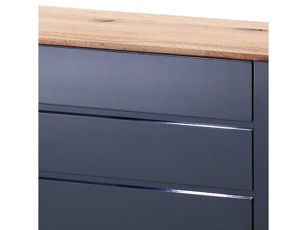 Design Anrichte in Hochglanz Schwarz Asteiche Massivholz