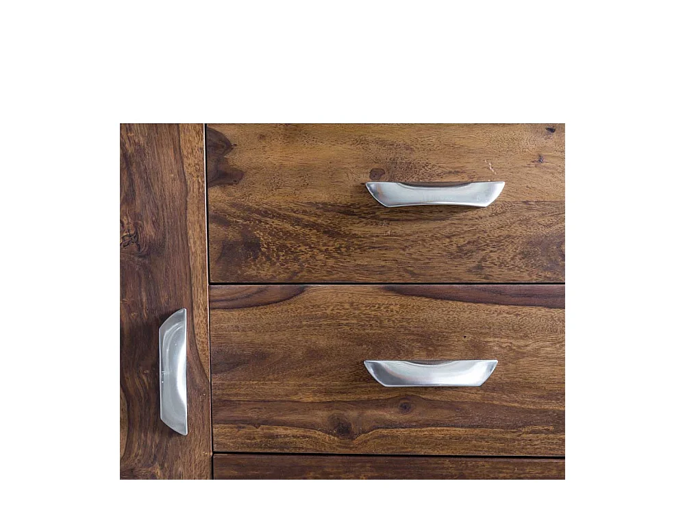 Wohnzimmer Sideboard aus Sheesham Massivholz Kunstleder