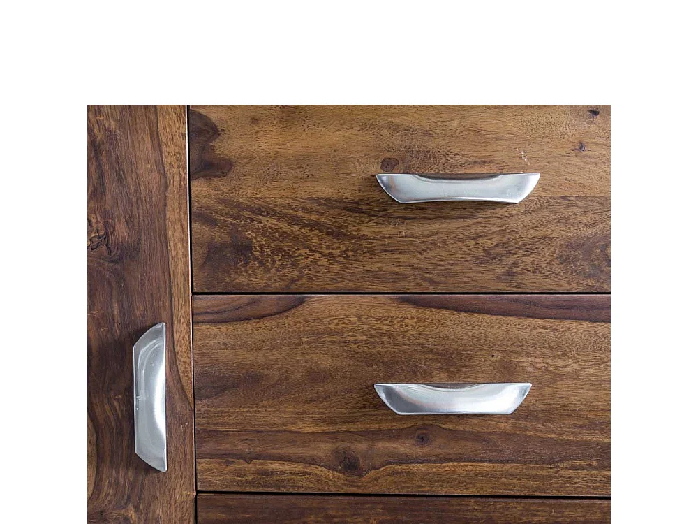 Wohnzimmer Sideboard aus Sheesham Massivholz Kunstleder