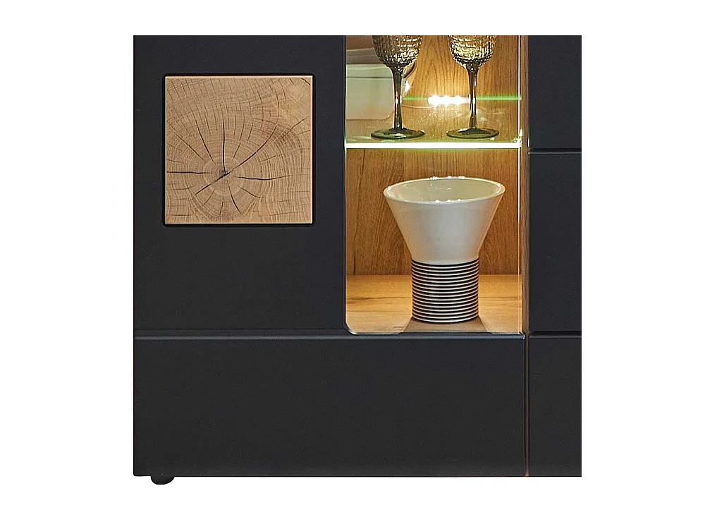 Wohnzimmerschrank Sideboard in Wildeichefarben Schwarz