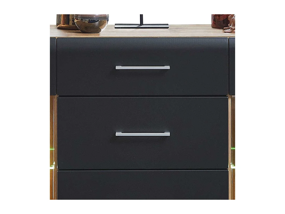 Wohnzimmerschrank Sideboard in Wildeichefarben Schwarz