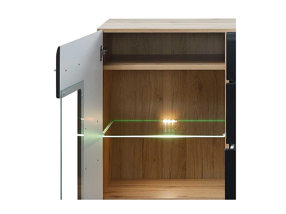 Wohnzimmerschrank Sideboard in Wildeichefarben Schwarz