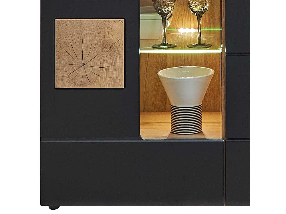 Wohnzimmerschrank Sideboard in Wildeichefarben Schwarz