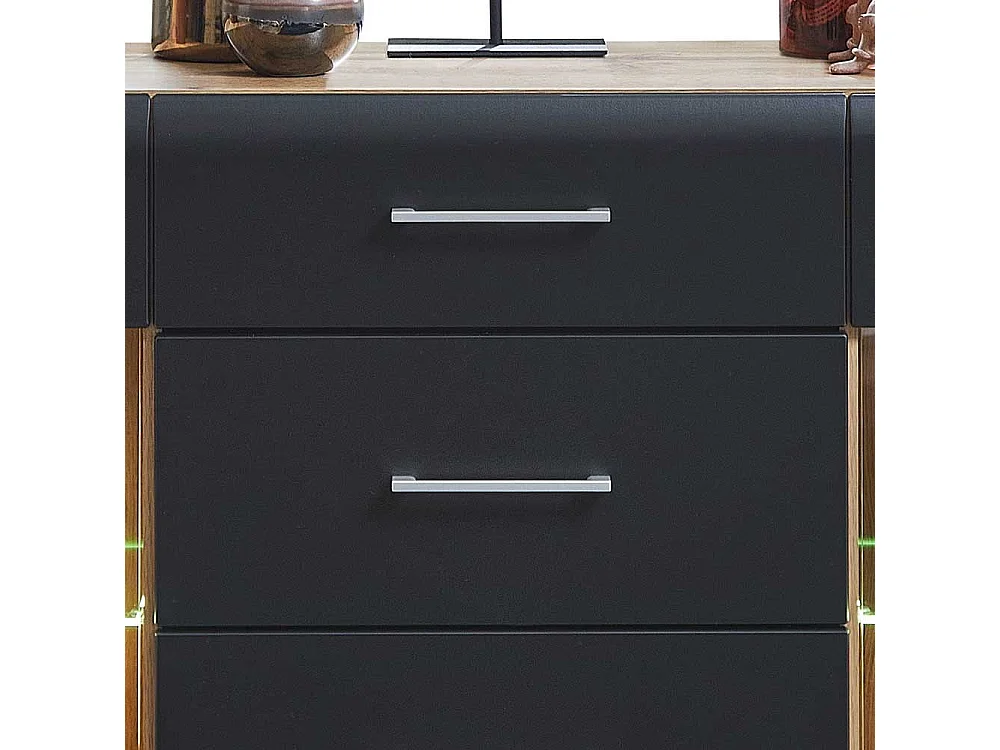 Wohnzimmerschrank Sideboard in Wildeichefarben Schwarz