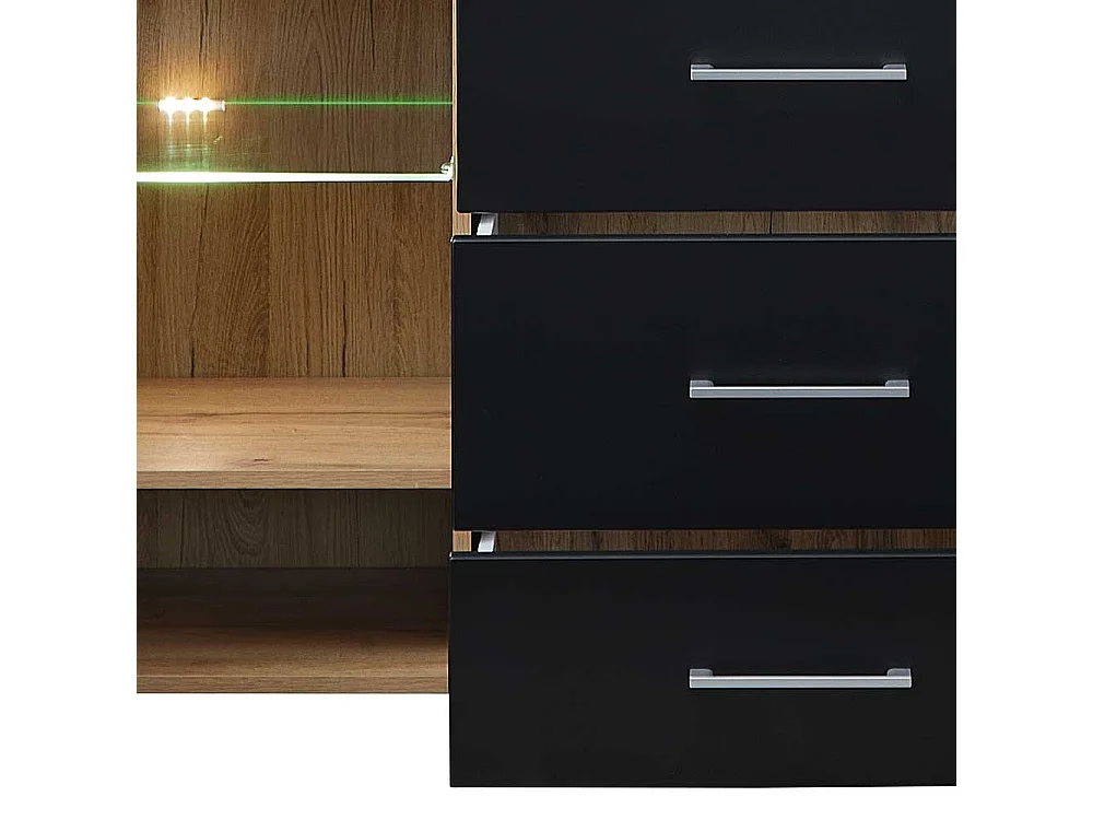 Wohnzimmerschrank Sideboard in Wildeichefarben Schwarz