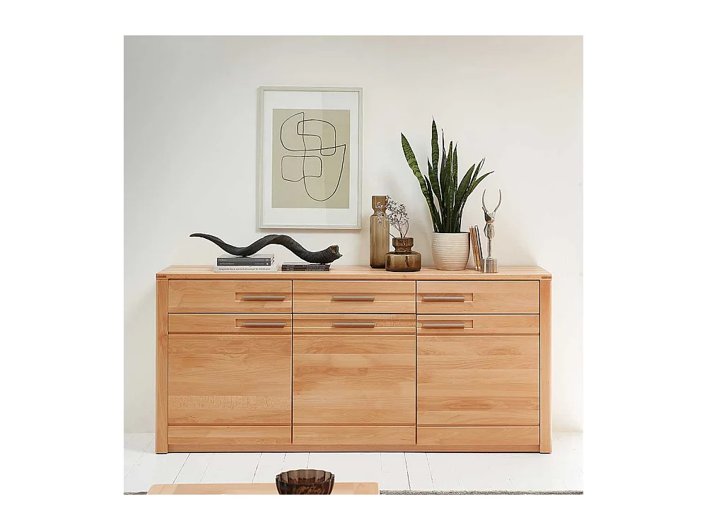 Modernes Sideboard in Kernbuchefarben teilmassiv 190 cm breit
