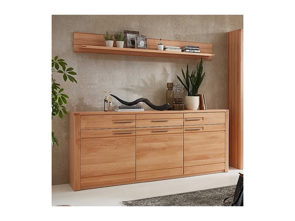 Modernes Sideboard in Kernbuchefarben teilmassiv 190 cm breit