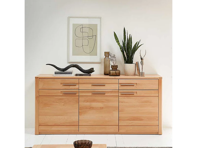 Modernes Sideboard in Kernbuchefarben teilmassiv 190 cm breit