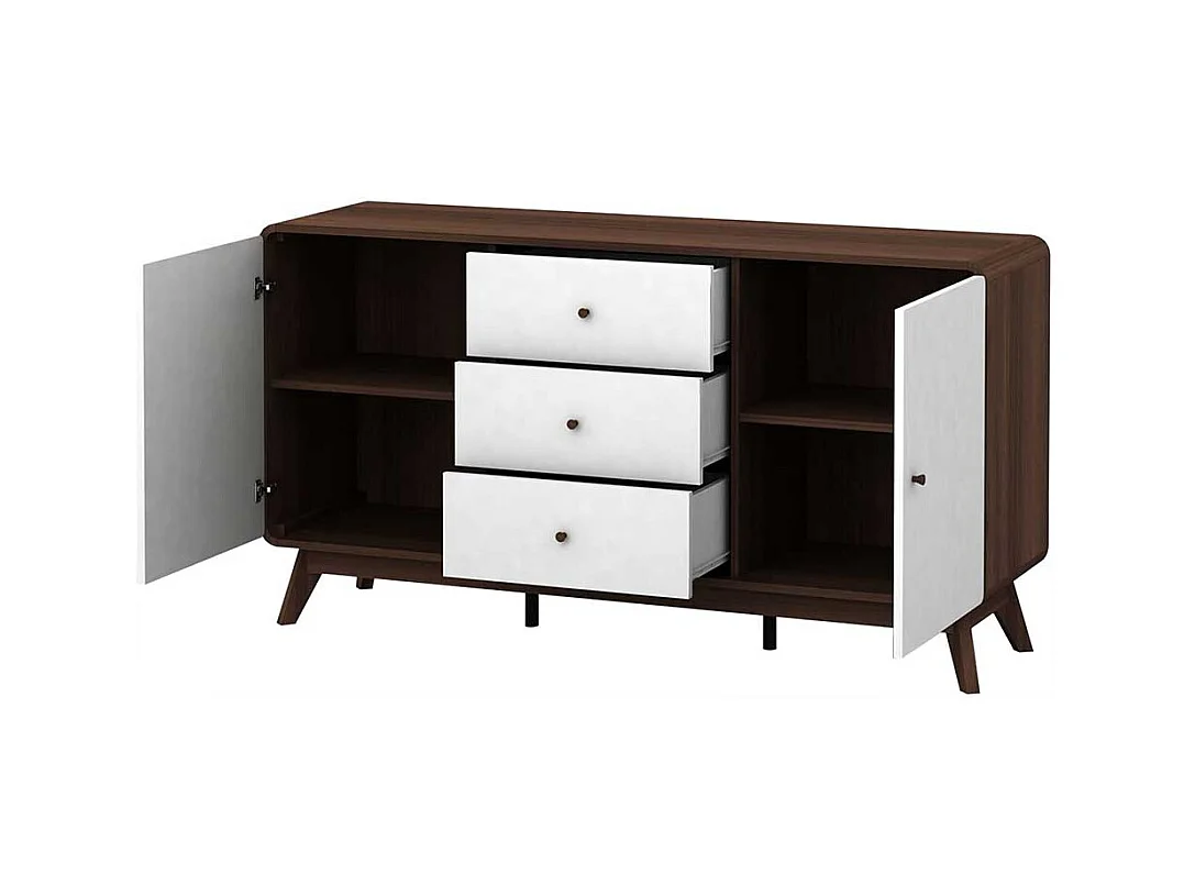 Esszimmer Sideboard in Weiß und Walnussfarben 140 cm breit