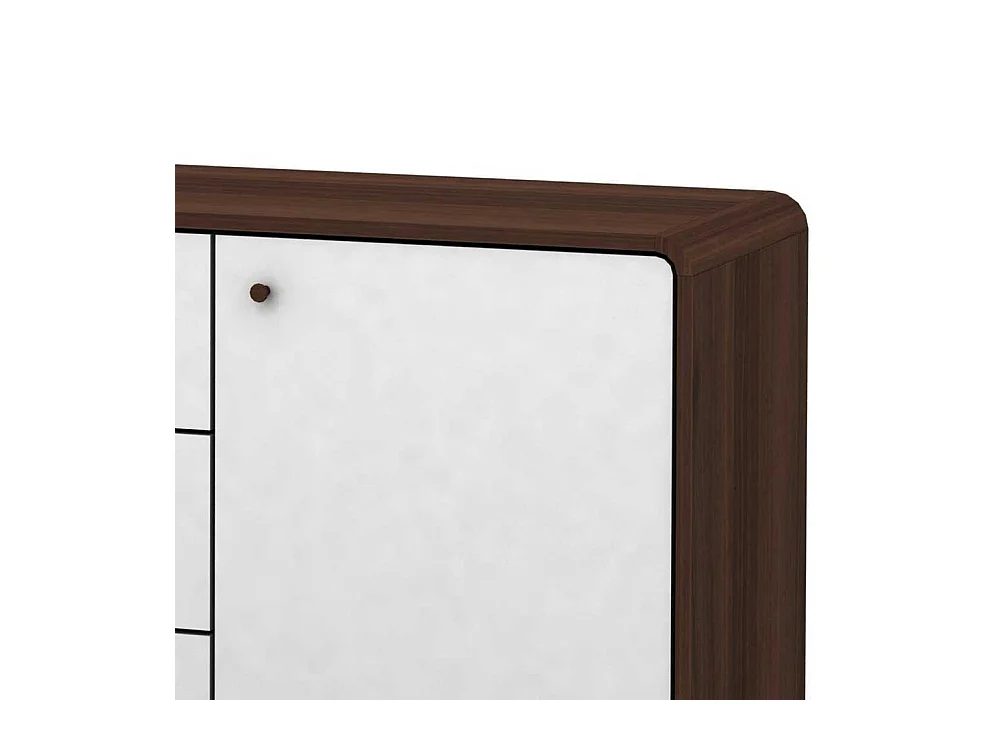 Esszimmer Sideboard in Weiß und Walnussfarben 140 cm breit