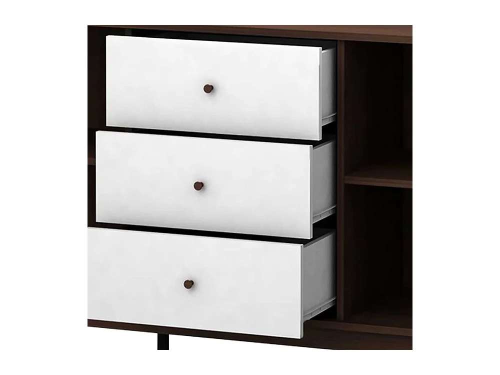 Esszimmer Sideboard in Weiß und Walnussfarben 140 cm breit