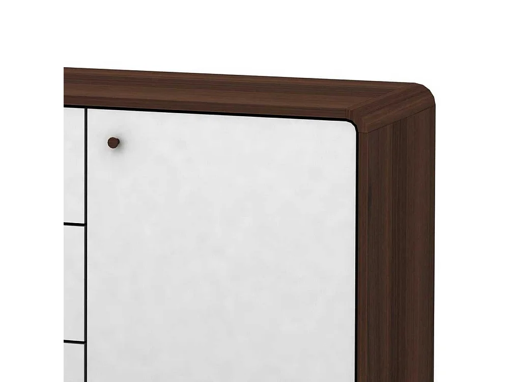 Esszimmer Sideboard in Weiß und Walnussfarben 140 cm breit