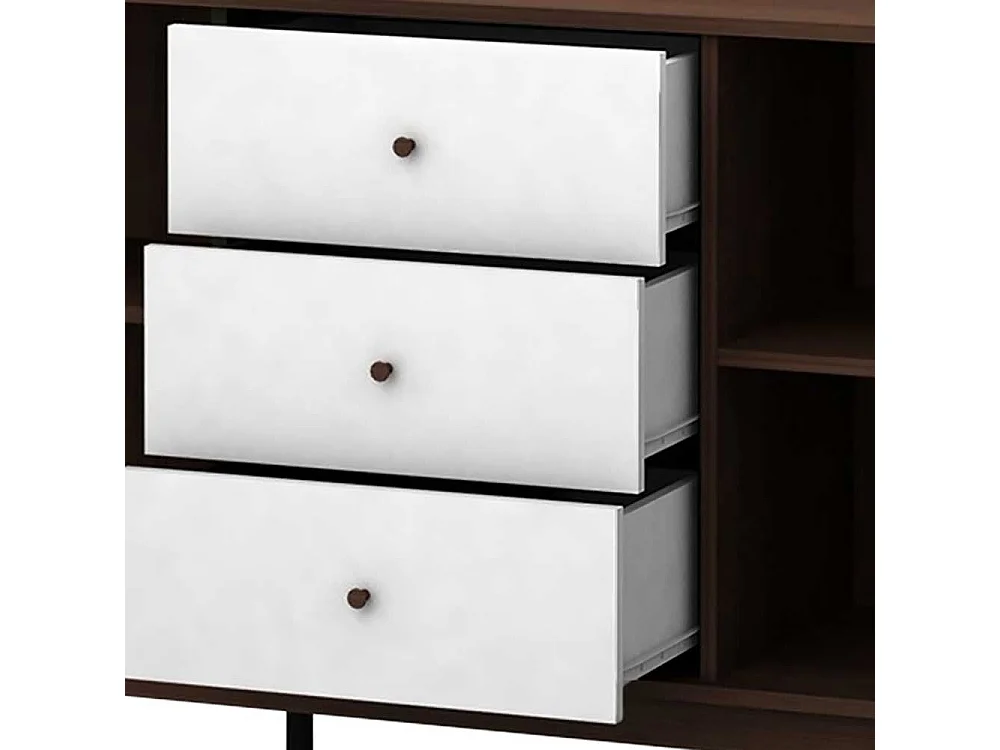 Esszimmer Sideboard in Weiß und Walnussfarben 140 cm breit