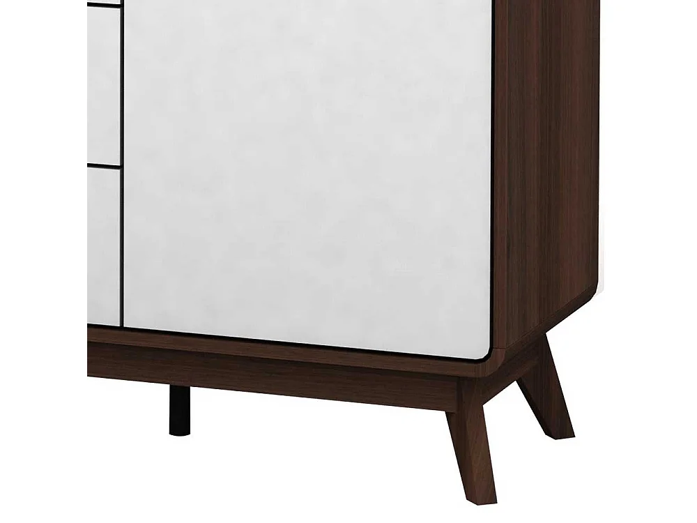 Esszimmer Sideboard in Weiß und Walnussfarben 140 cm breit
