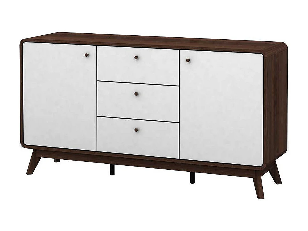 Esszimmer Sideboard in Weiß und Walnussfarben 140 cm breit