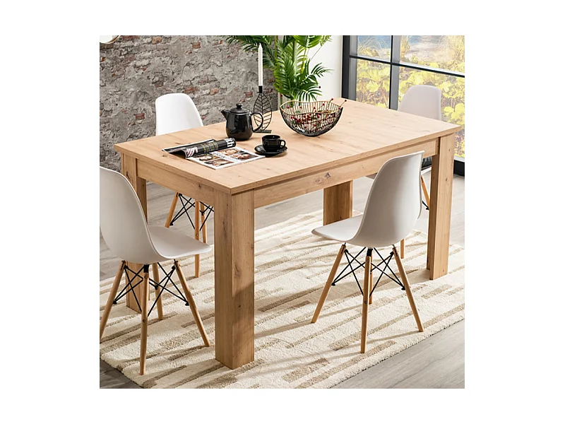 Table à manger couleur chêne artisan - Longueur 160,5 x profondeur 90,5 x hauteur 76,5 cm