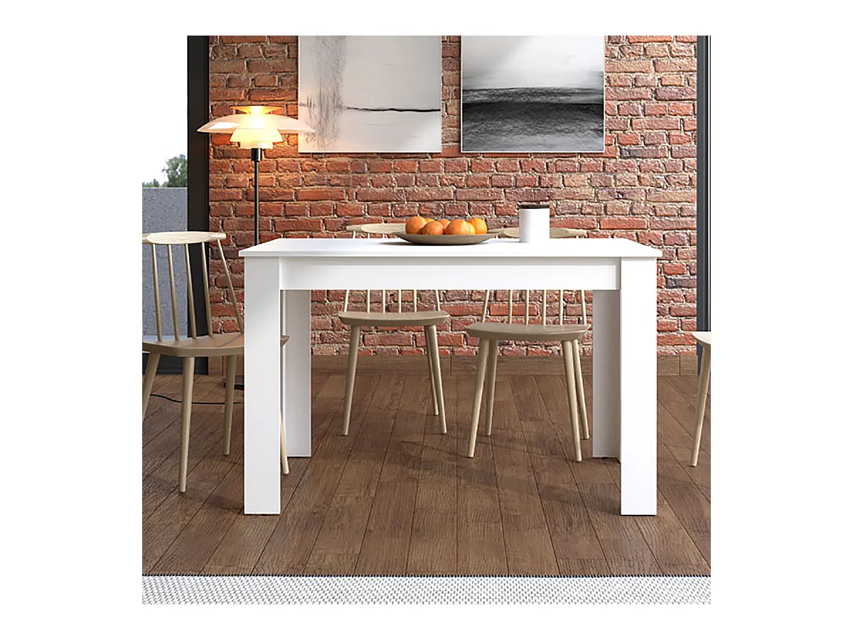 Table à manger couleur blanc - Longueur 120 x profondeur 80 x hauteur 76 cm