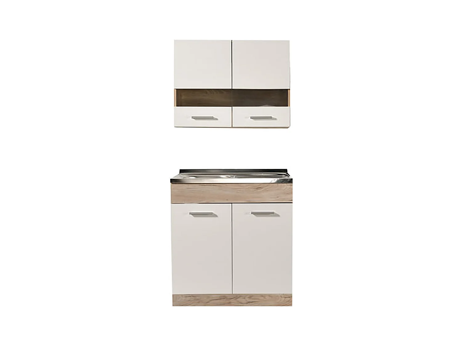 Cuisine 2 éléments couleur chêne/blanc - Longueur 80 x Profondeur 51.6 x Hauteur 206.5 cm