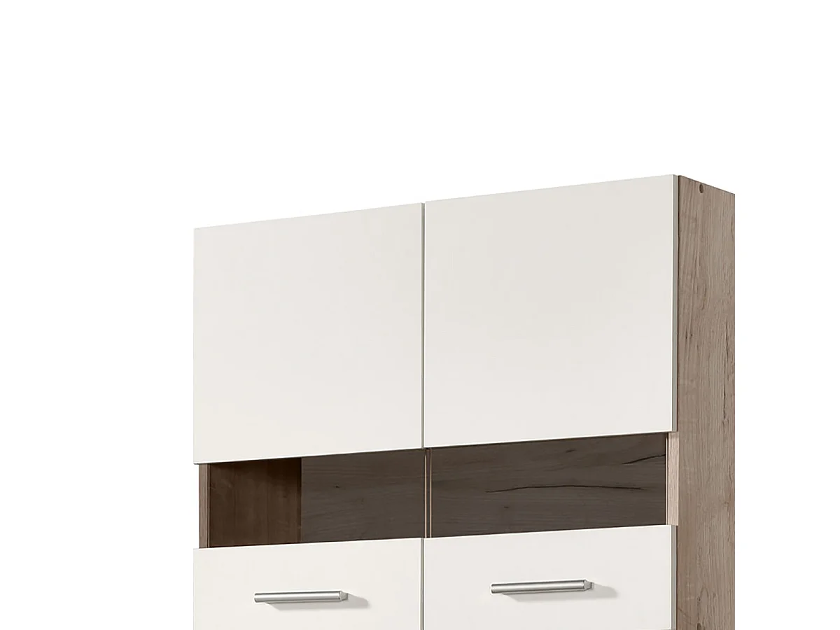 Cuisine 2 éléments couleur chêne/blanc - Longueur 80 x Profondeur 51.6 x Hauteur 206.5 cm