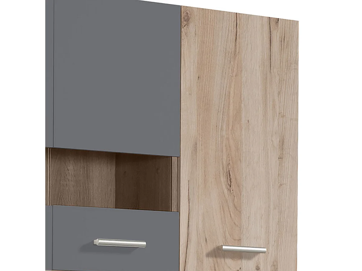 Cuisine 4 éléments couleur chêne/gris avec plan de travail - Longueur 120 x Profondeur 51.6/60 x Hauteur 206.5 cm