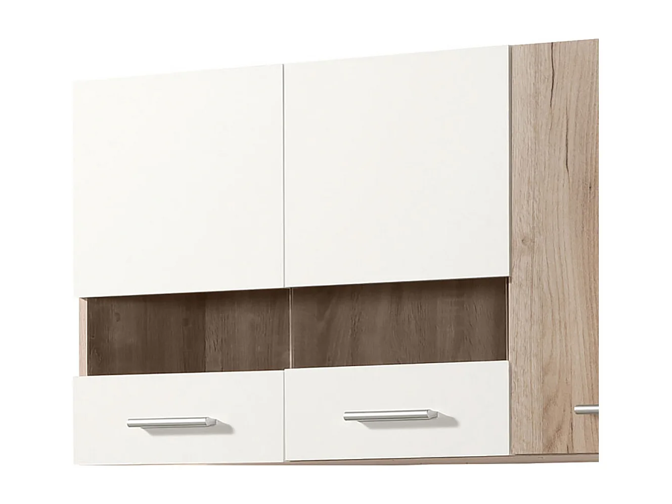 Cuisine 6 éléments couleur chêne/blanc avec plan de travail - Longueur 200,5 x Profondeur 51.6/60 x Hauteur 206.5 cm