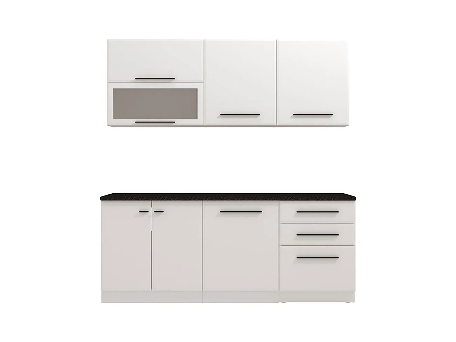 Cuisine 6 éléments couleur Blanc avec plan de travail - Longueur 200 x Profondeur 56/60 x Hauteur 200 cm