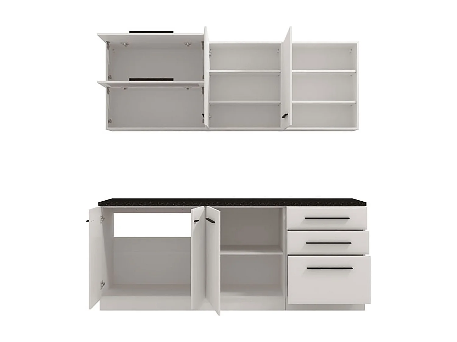 Cuisine 6 éléments couleur Blanc avec plan de travail - Longueur 200 x Profondeur 56/60 x Hauteur 200 cm