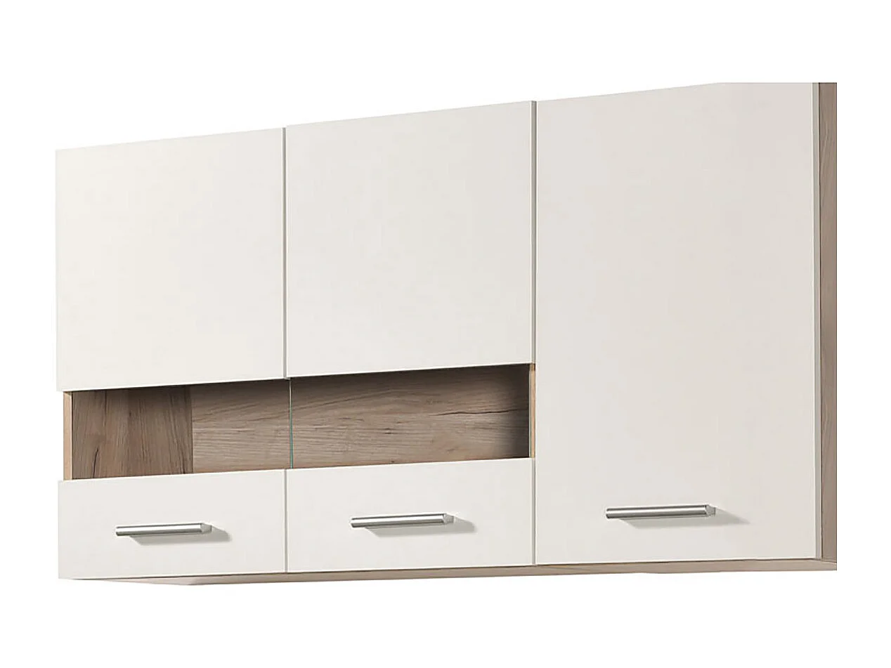 Cuisine 4 éléments couleur chêne/blanc avec plan de travail - Longueur 120 x Profondeur 51.6/60 x Hauteur 206.5 cm