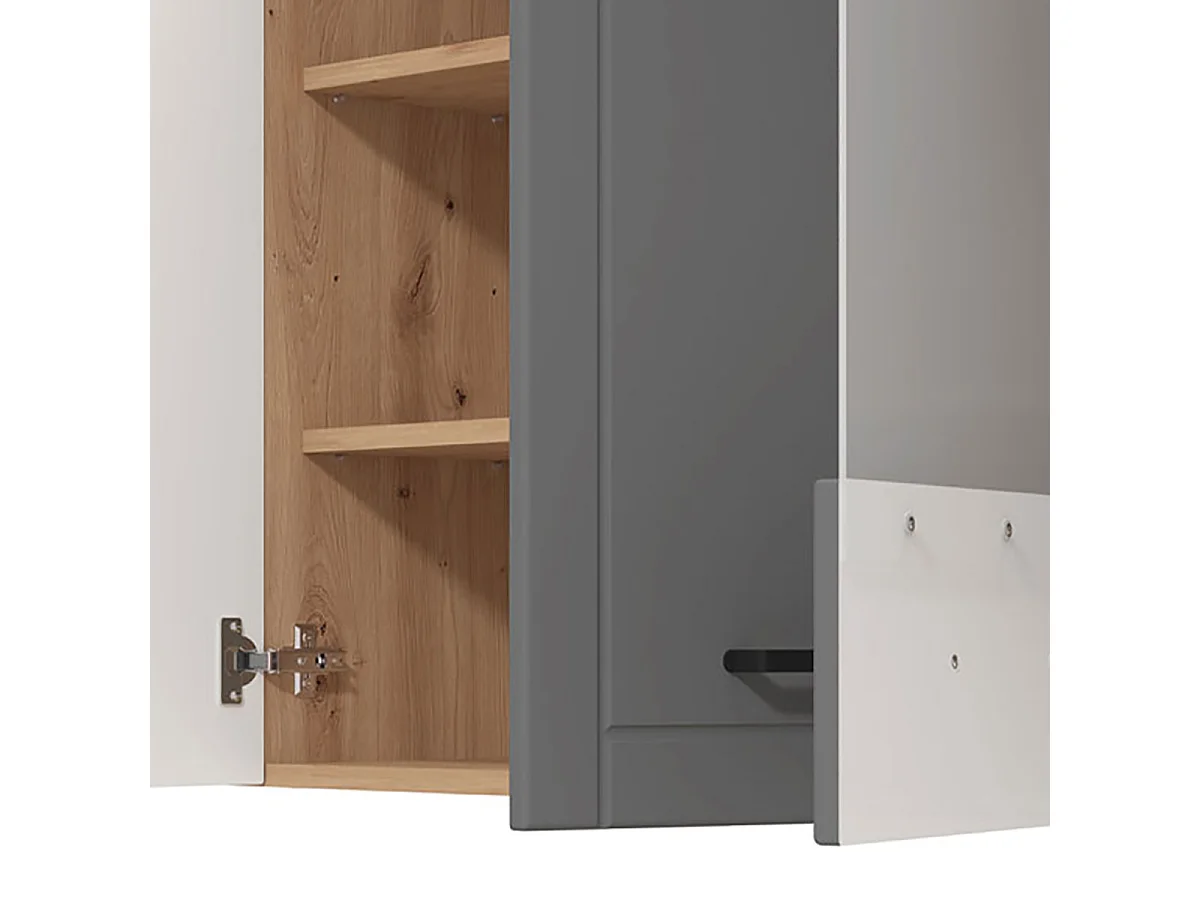 Cuisine 6 éléments couleur gris mat / chêne artisan avec plan de travail - Longueur 200 x Profondeur 51/60 x Hauteur 200 cm