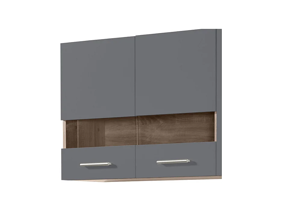 Cuisine 4 éléments couleur chêne/gris avec plan de travail - Longueur 160,5 x Profondeur 51.6/60 x Hauteur 206.5 cm