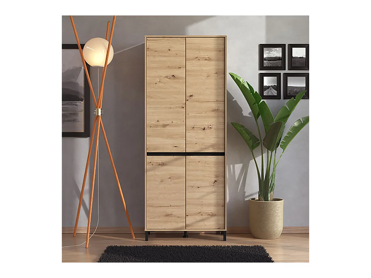 Armoire de rangement multi usage couleur chêne artisan - Longueur 80 x profondeur 40 x hauteur 205.5 cm