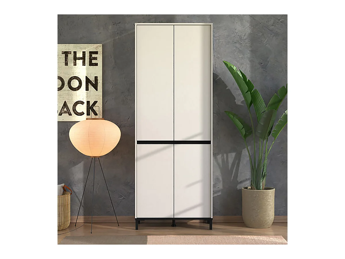Armoire de rangement multi usage couleur blanc - Longueur 80 x profondeur 40 x hauteur 205.5 cm