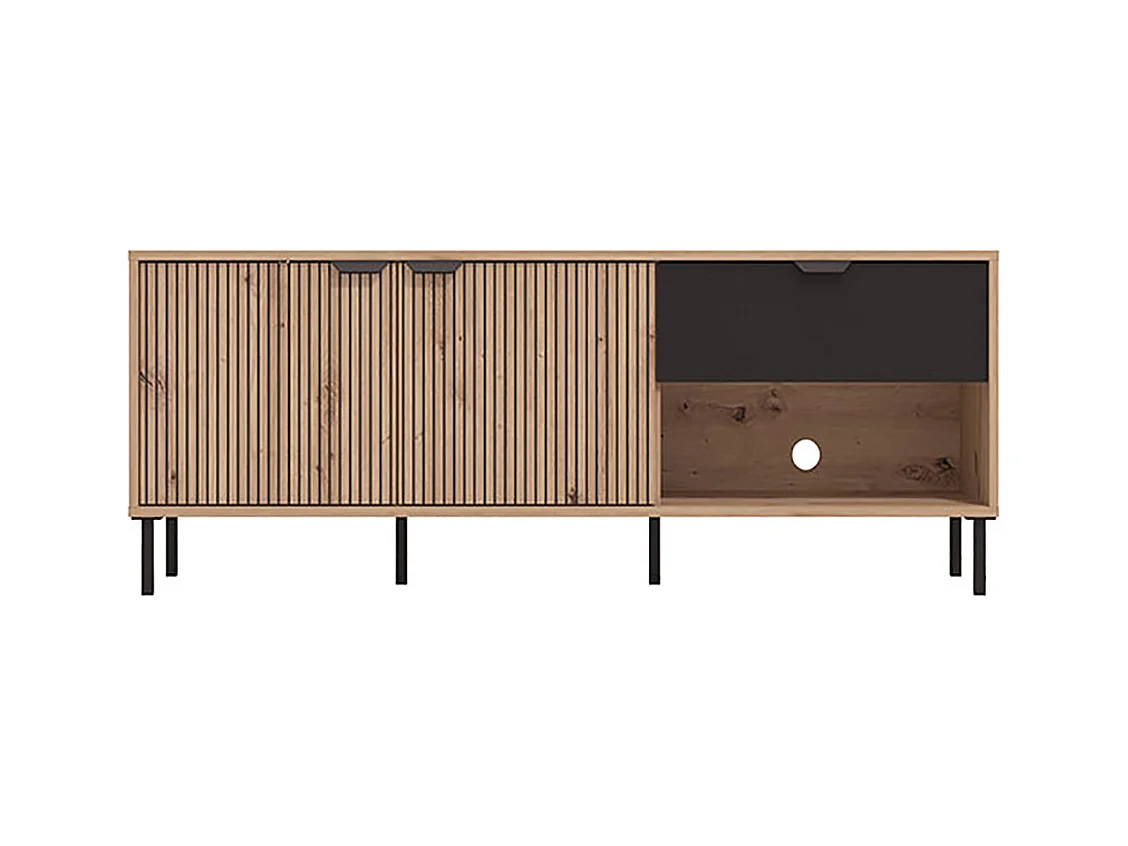 Ensemble salon avec 2 vitrines et meuble TV  couleur chêne artisan / noir