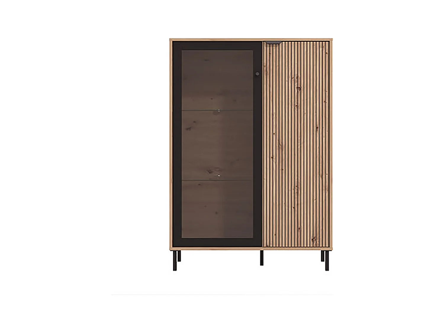 Ensemble salon avec 2 vitrines et meuble TV  couleur chêne artisan / noir