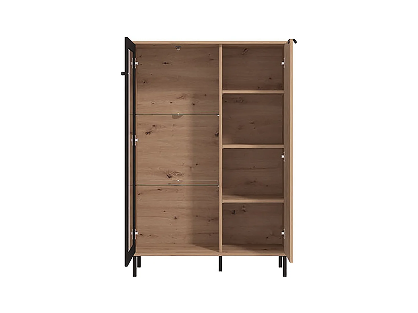 Ensemble salon avec 2 vitrines et meuble TV  couleur chêne artisan / noir