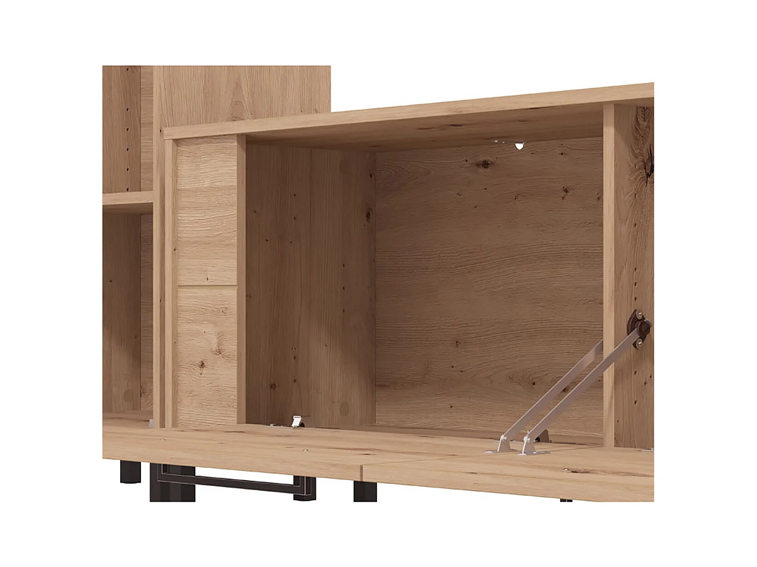 Ensemble TV avec vitrine, meuble TV, buffet haut et étagère couleur chêne artisan - Longueur 279 x profondeur 40 x hauteur 192,5 cm