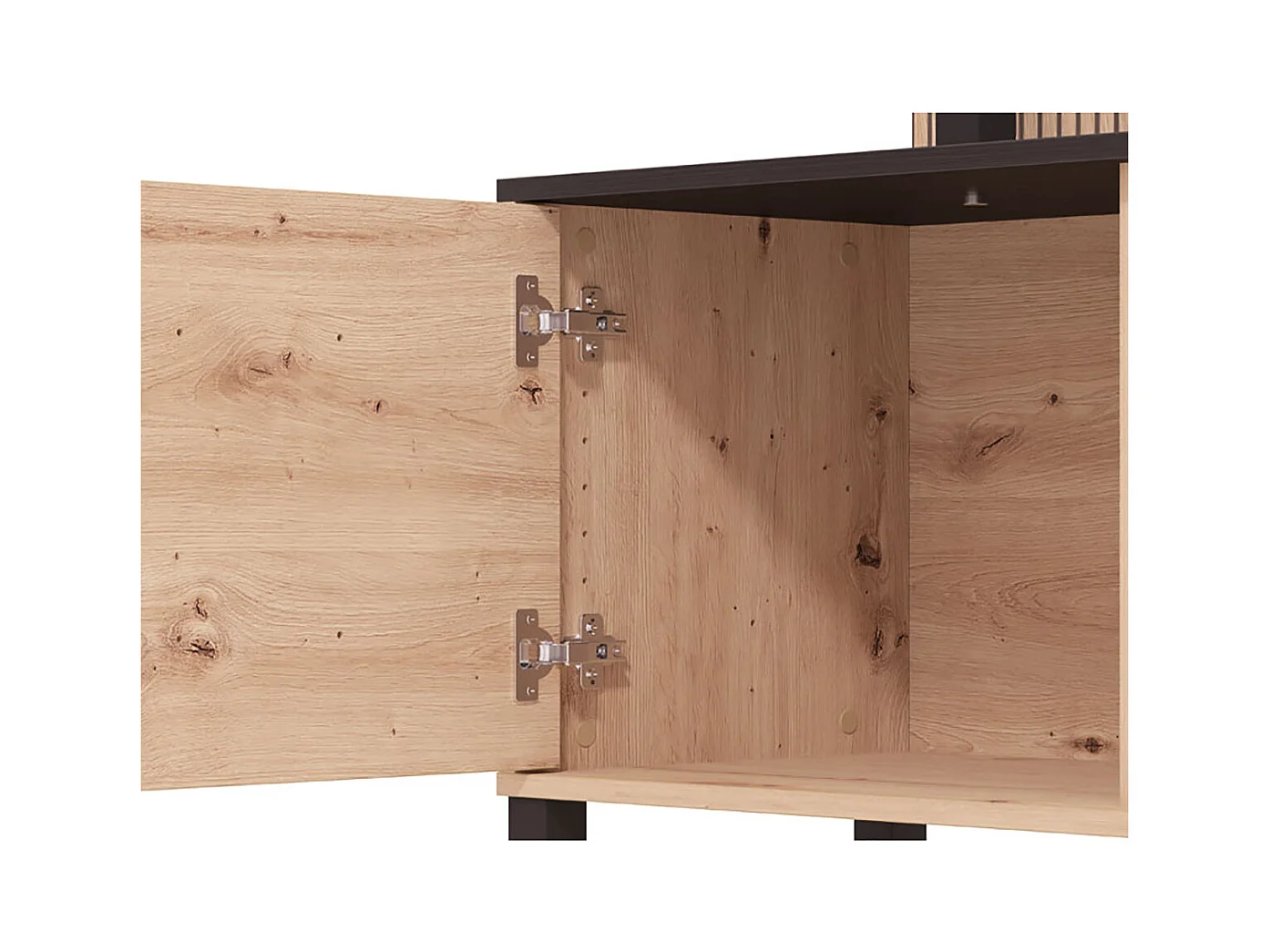 Ensemble TV couleur couleur Chêne artisan / noir - Longueur 208 x profondeur 40 x hauteur 167 cm