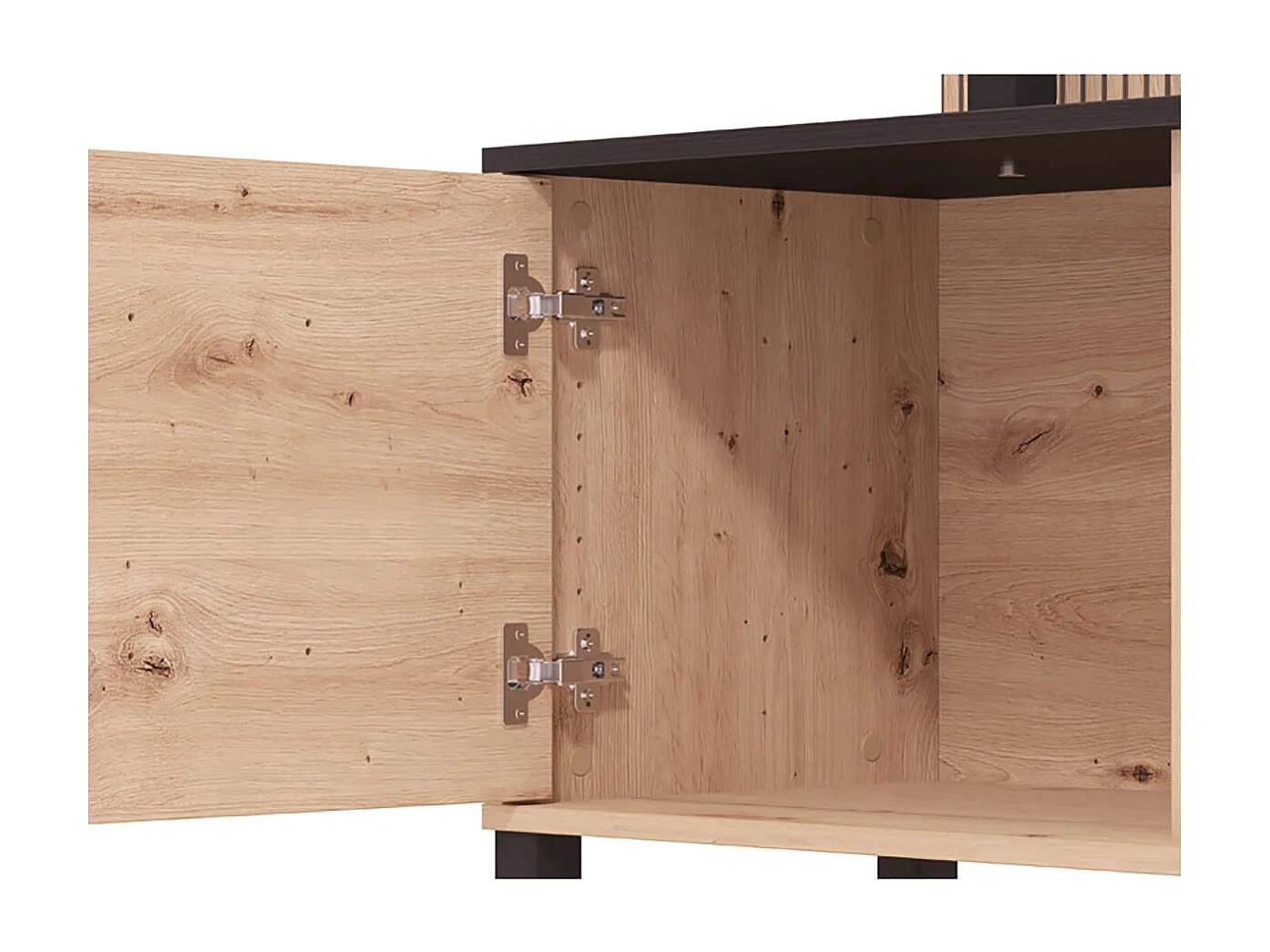 Ensemble TV couleur couleur Chêne artisan / noir - Longueur 208 x profondeur 40 x hauteur 167 cm